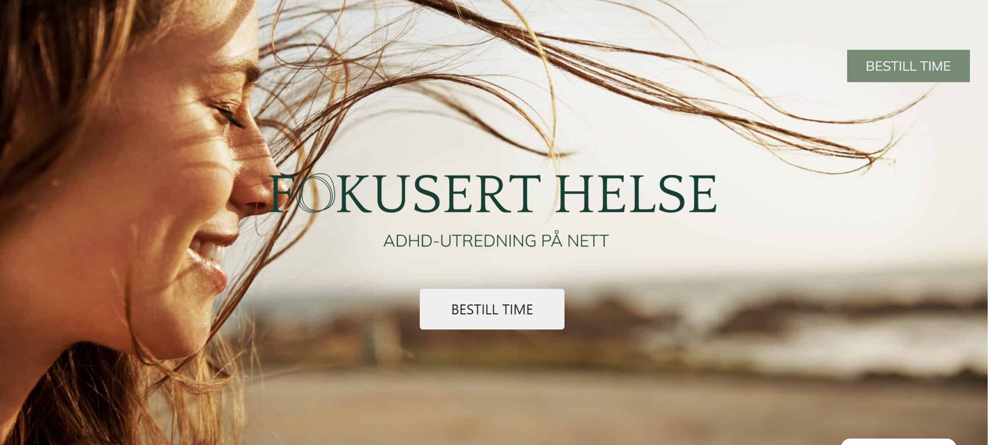 Skjermbildet fra nettsiden til Fokusert helse