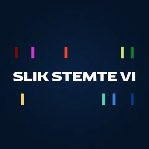 Teksten "Slik stemte vi" med rektangler i ulike farger rundt