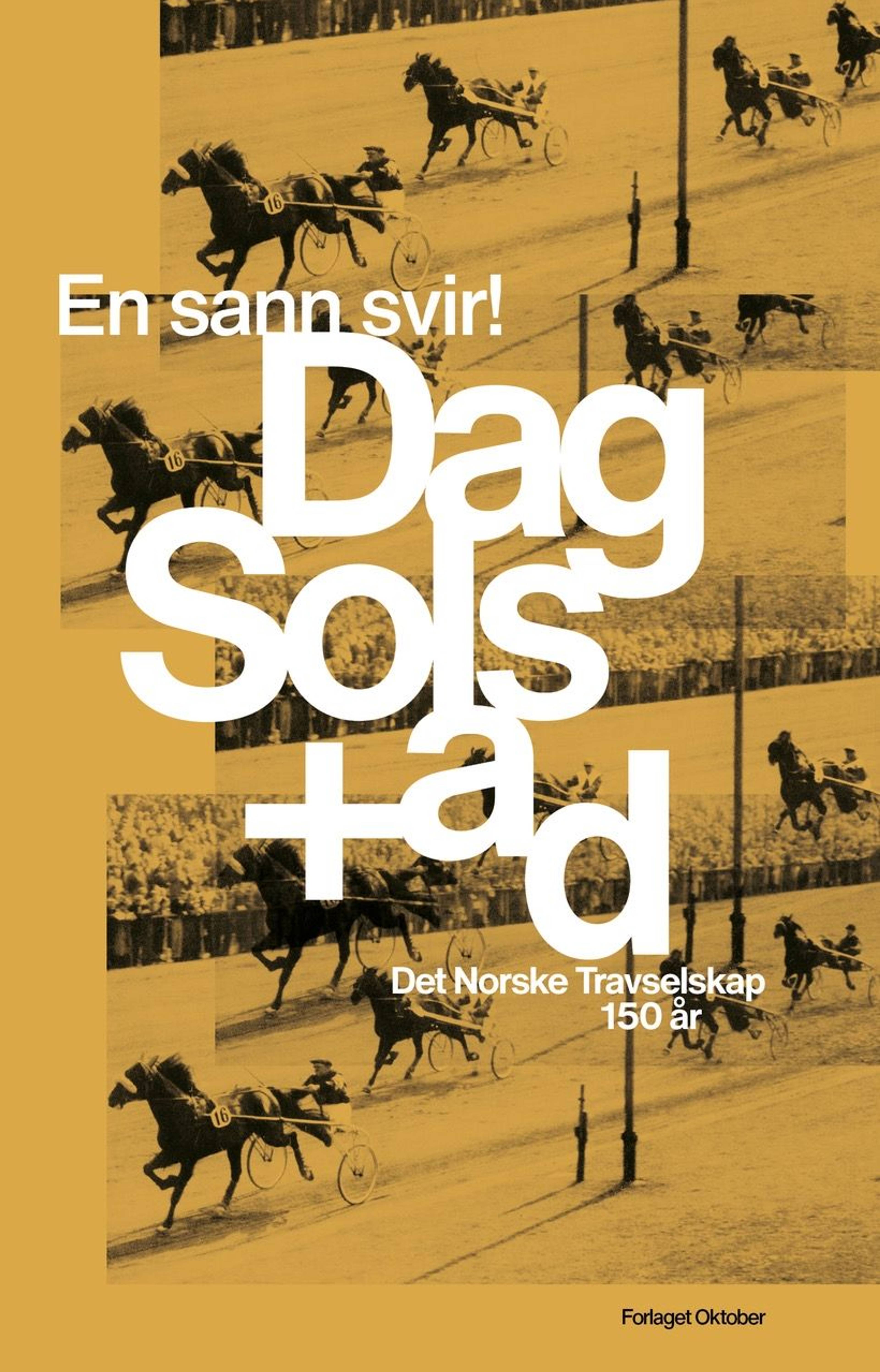 Gult bokomslag med bilder av travhester.