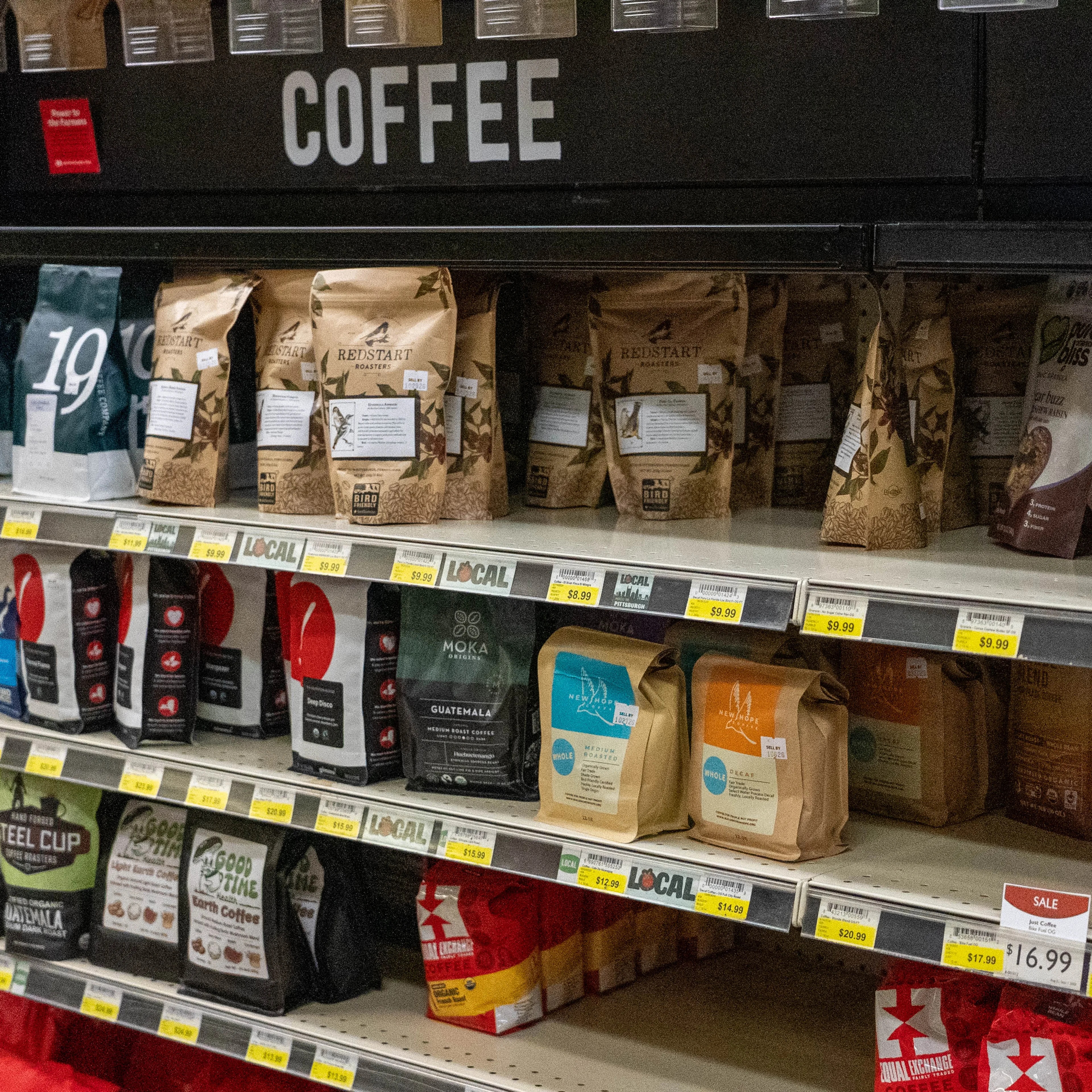 Kaffi ved East End Food Co-Op.