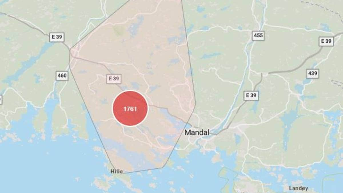 Over 1700 uten strøm i Mandal