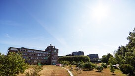Solen skinte over Meteorologisk institutt på Blindern 26. juli i år. Og flere andre timer enn noe annet år.