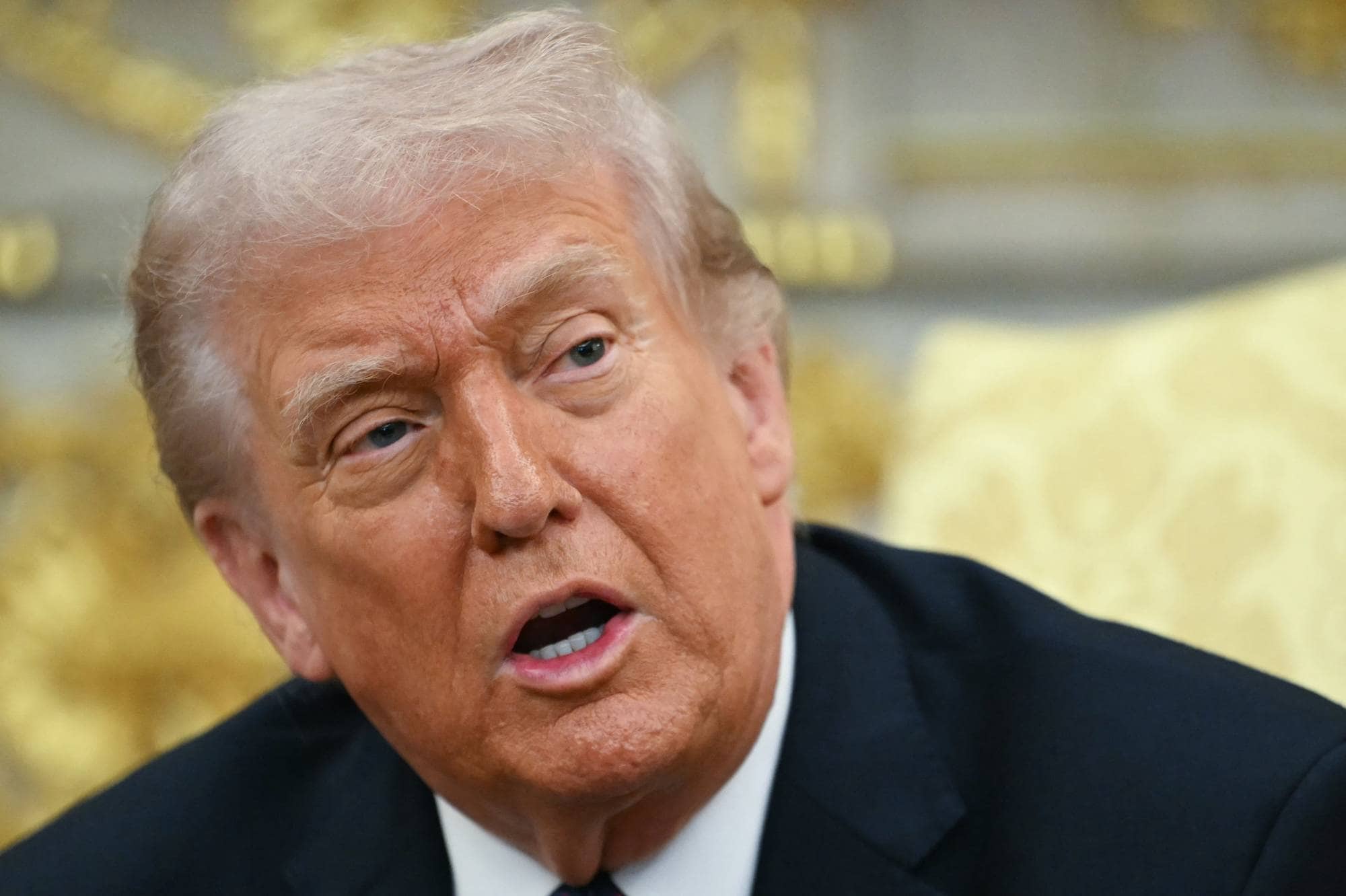 Nærbilde av USAs president Donald Trump som snakker.