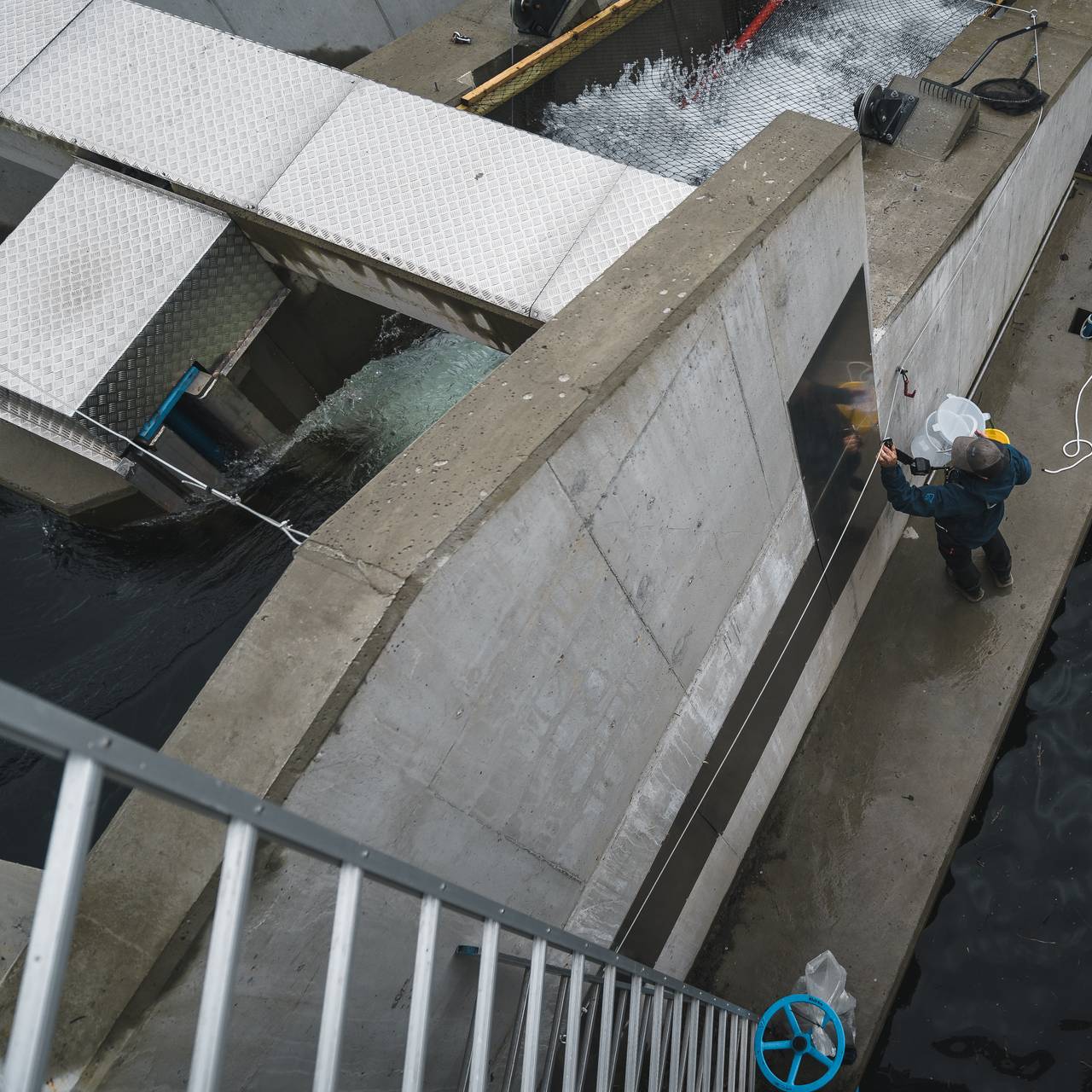 Fluktåpning for fisk forbi turbinen, Palmafossen