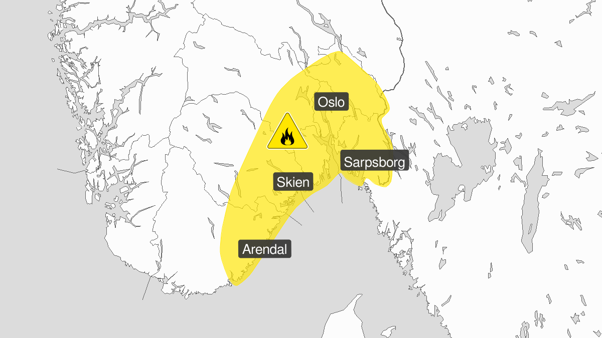 Skogbrannfare øst i Agder