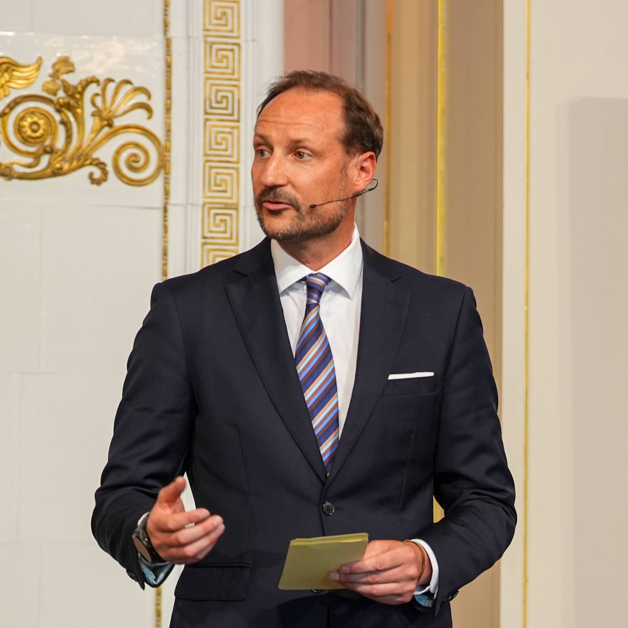 Kronprins Haakon taler under markeringen av Kronprinsparets fonds 25-årsjubileum