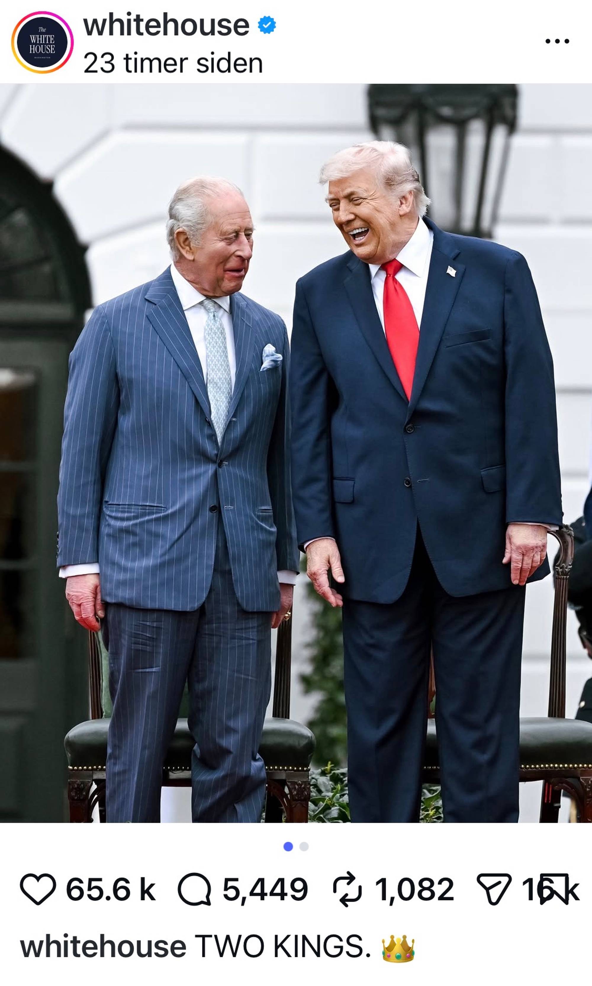 Skjermdump av Charles og Trump