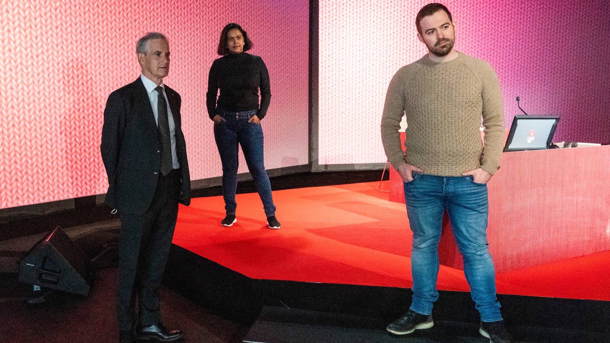 Torbjørn Vereide, Kamzy Gunaratnam og Jonas Gahr Støre 