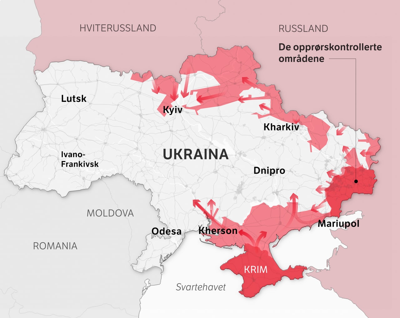 Map of Ukraine with estimated Russian advance 1103