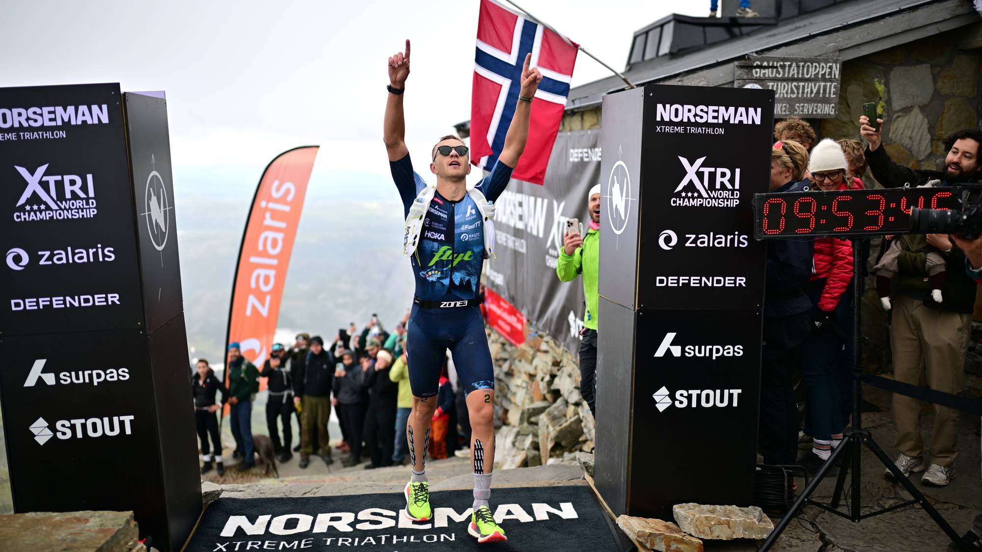 Kristian Grue of Norway finishes 1st place at the Norseman Extreme Triathlon on August 01, 2026, in Eidfjord, Norway.