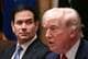 JIM WATSON / AFP,NTB Marco Rubio ser til siden. I forgrunnen Donald Trump, som ikke er i fokus.