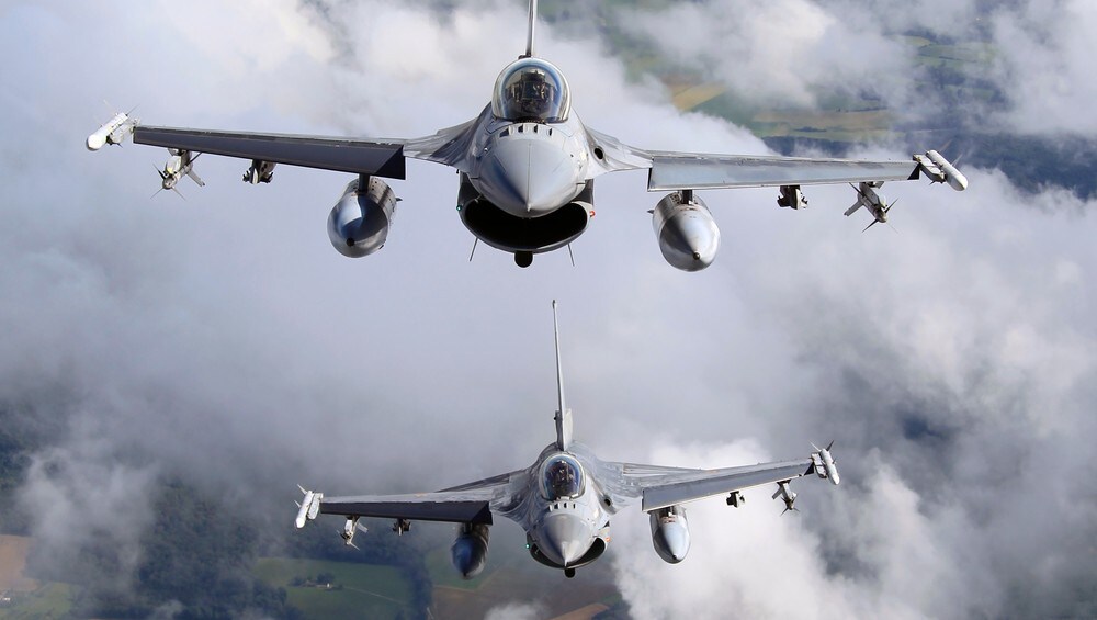 BELGIUM/ Belgian Air Force F16 fighter aircrafts fly over Belgium, during a rehearsal for the country's National Day traditional military parade