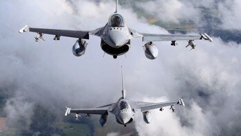 BELGIUM/ Belgian Air Force F16 fighter aircrafts fly over Belgium, during a rehearsal for the country's National Day traditional military parade