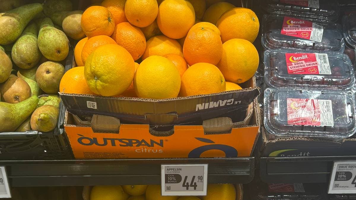 Dobbelt så dyrt med appelsiner og juice