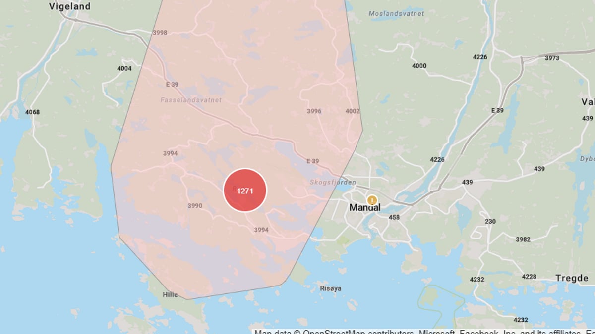 Over 1200 husstander uten strøm i Lindesnes