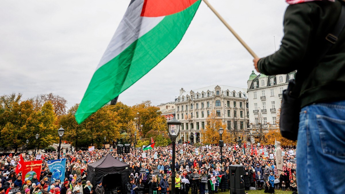 Politiet: Anslår at 10.000 deltar i fredsmarkering for Gaza i Oslo