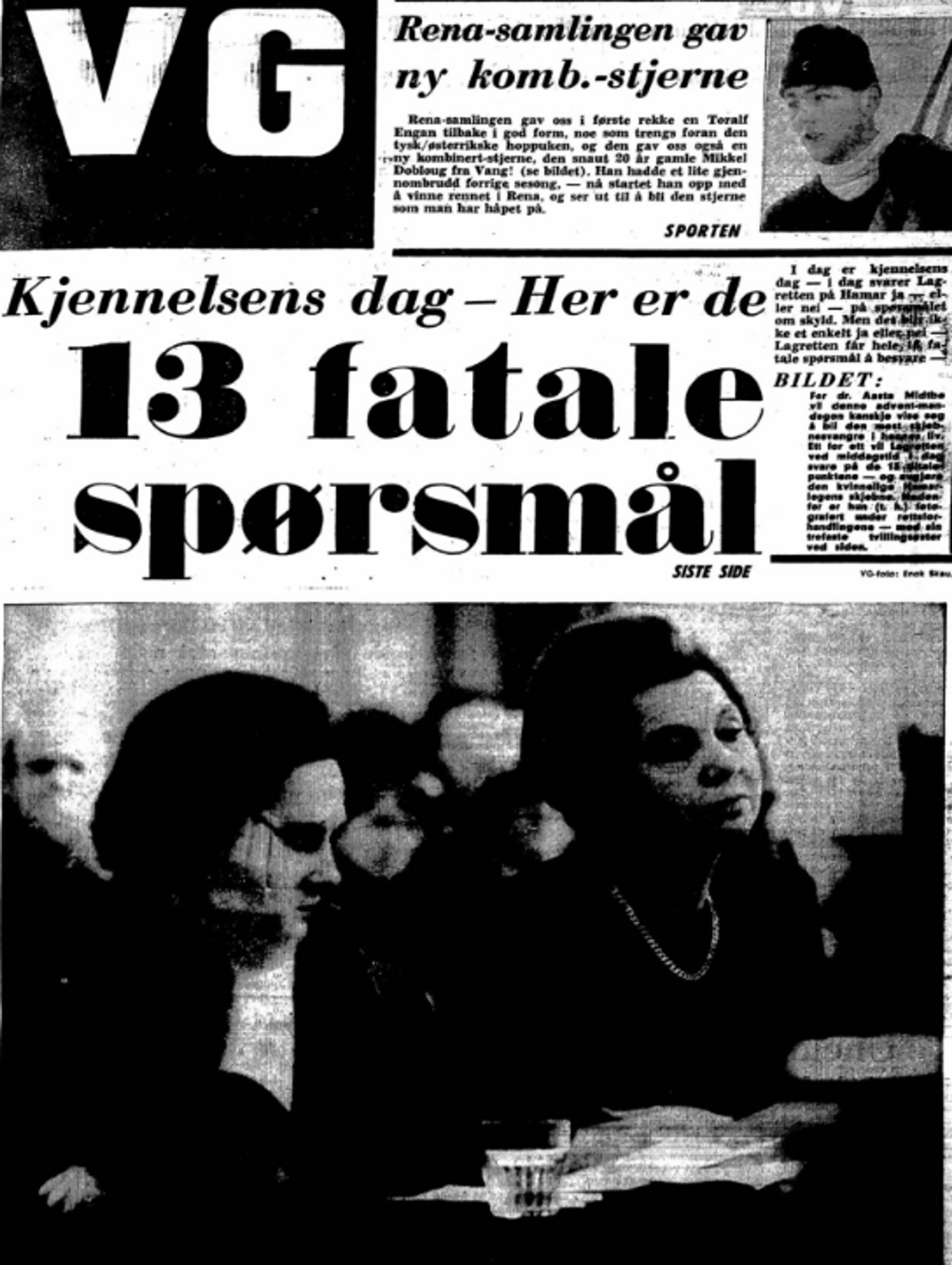 Hovedoppslag i VG 16. desember 1963