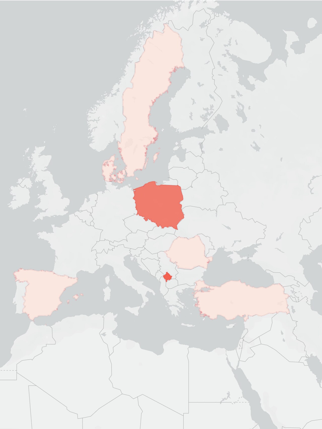 Kartet viser at i tredje del av pandemien økte smitten i Øst-Europa. 