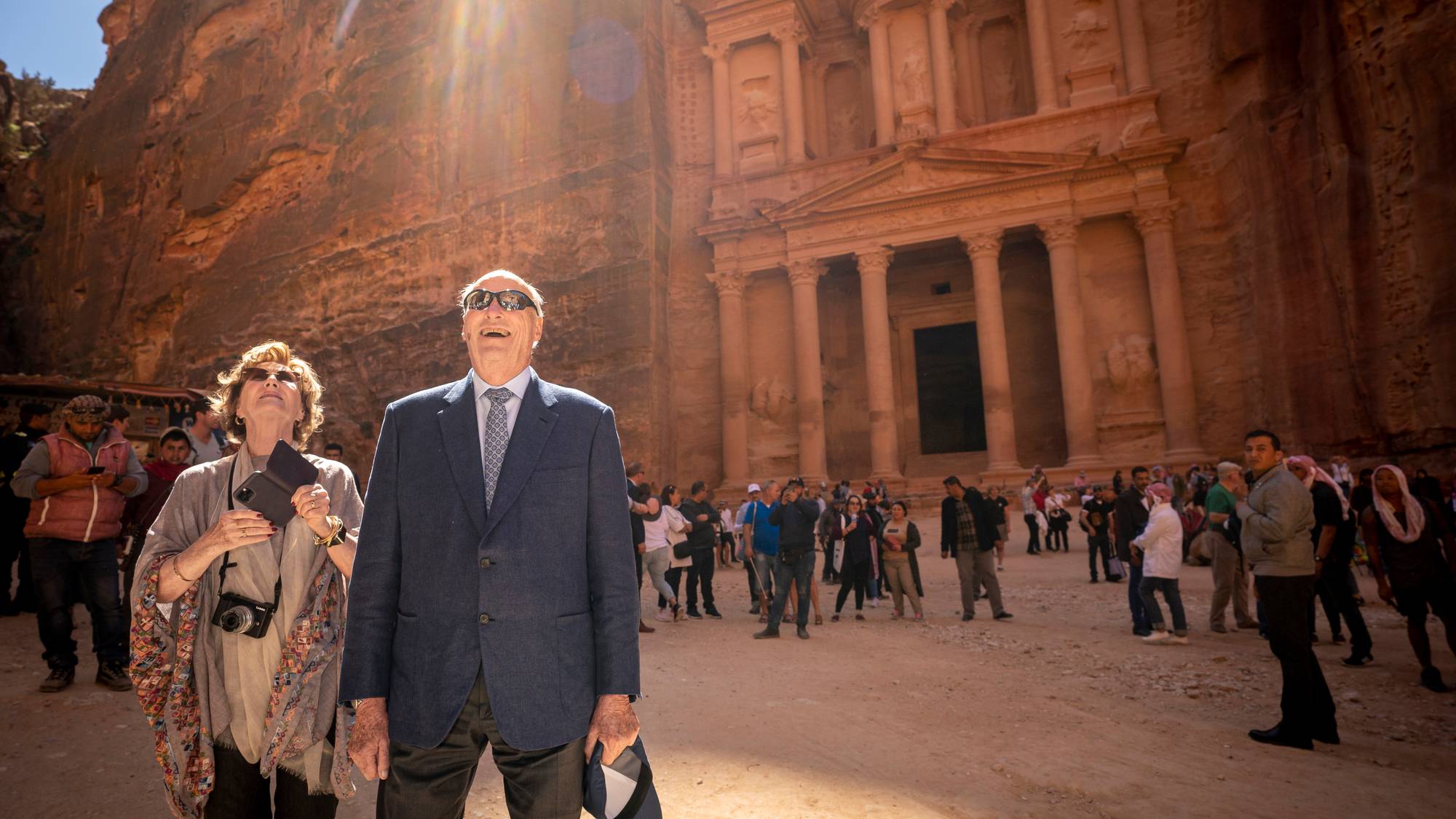 Kong Harald og dronning Sonja i Petra i Jordan.