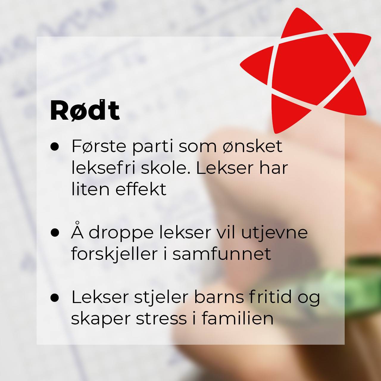 Rødt om leksefri