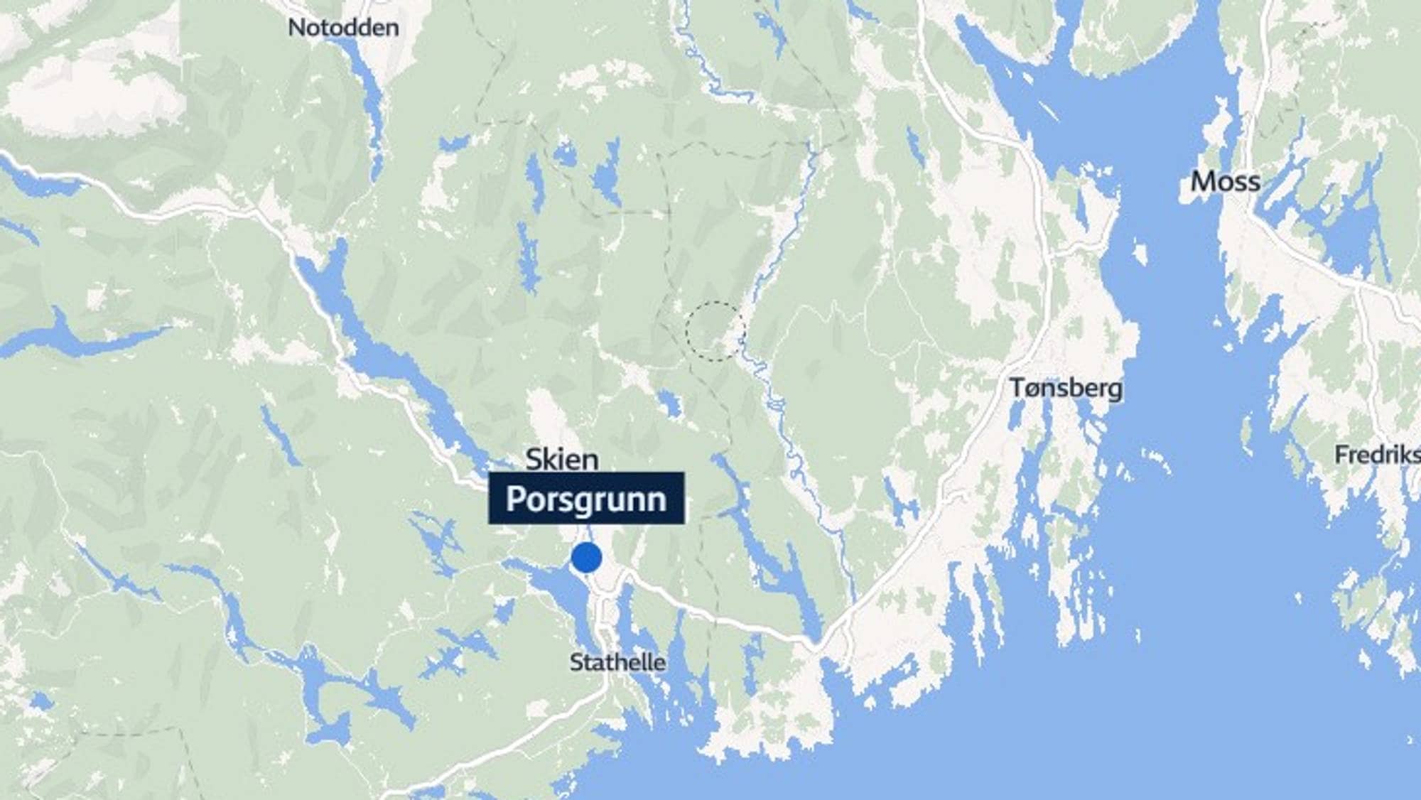 Kart som viser hvor Porsgrunn er