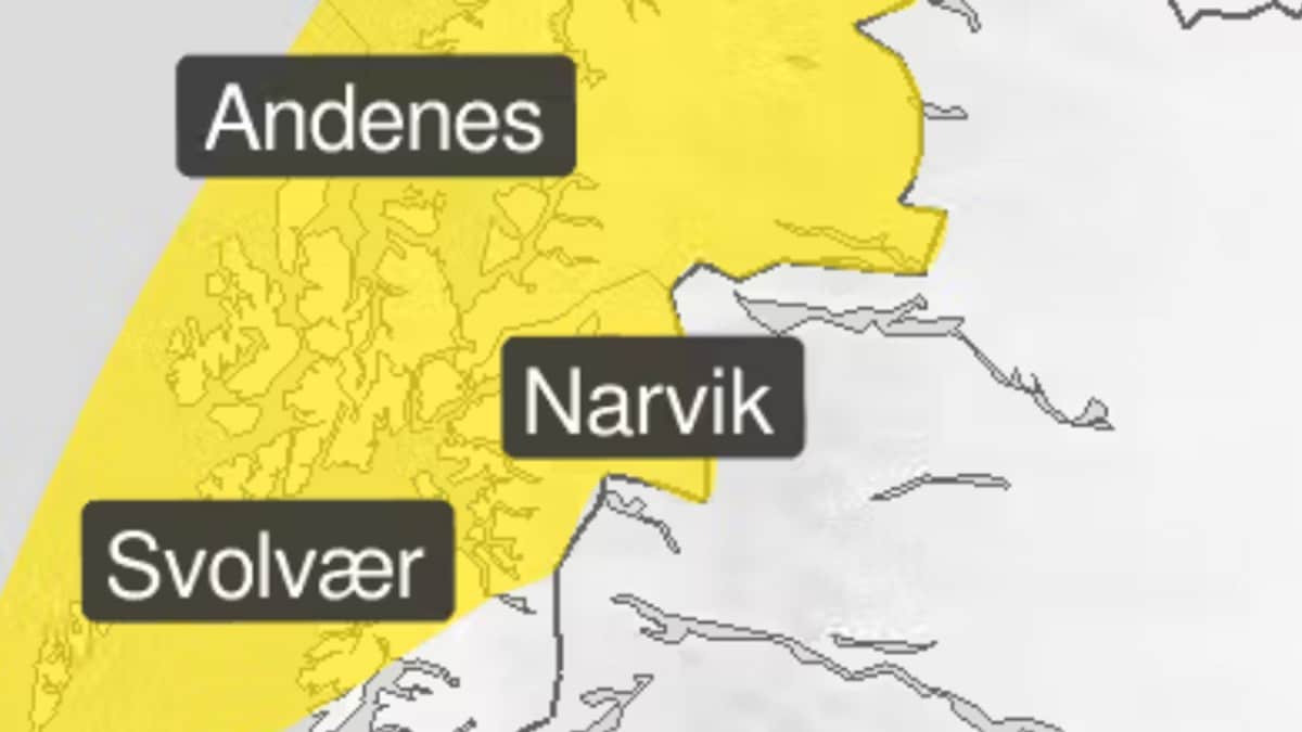 Fergeruter innstilt og gult farevarsel