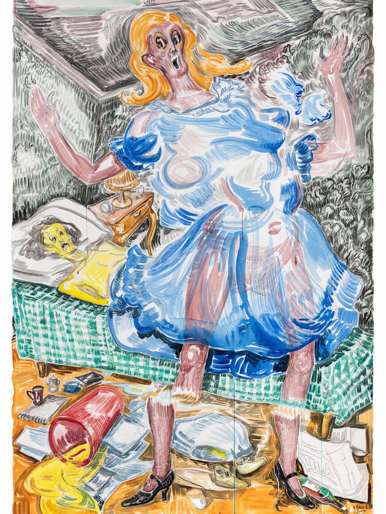 Fra utstillingen «Vanessa Baird: Here we are again, happy as can be, all good pals and jolly company» på Kunsthall Stavanger.