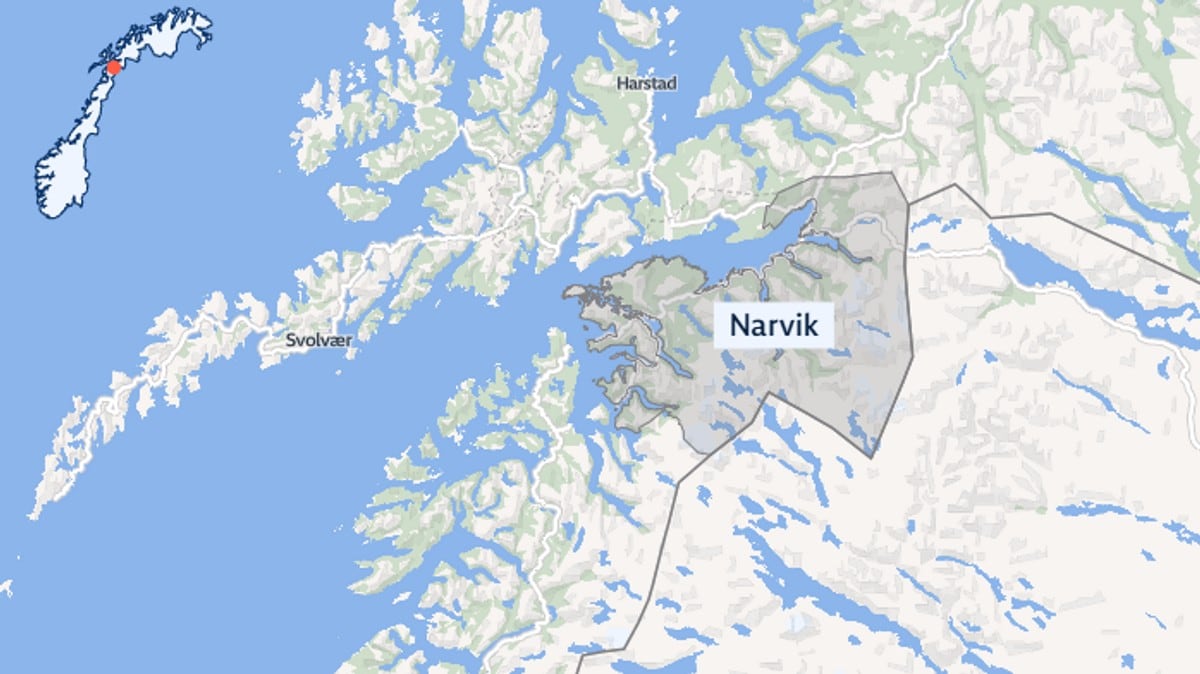 Steinras ovenfor jernbanelinjen i Narvik
