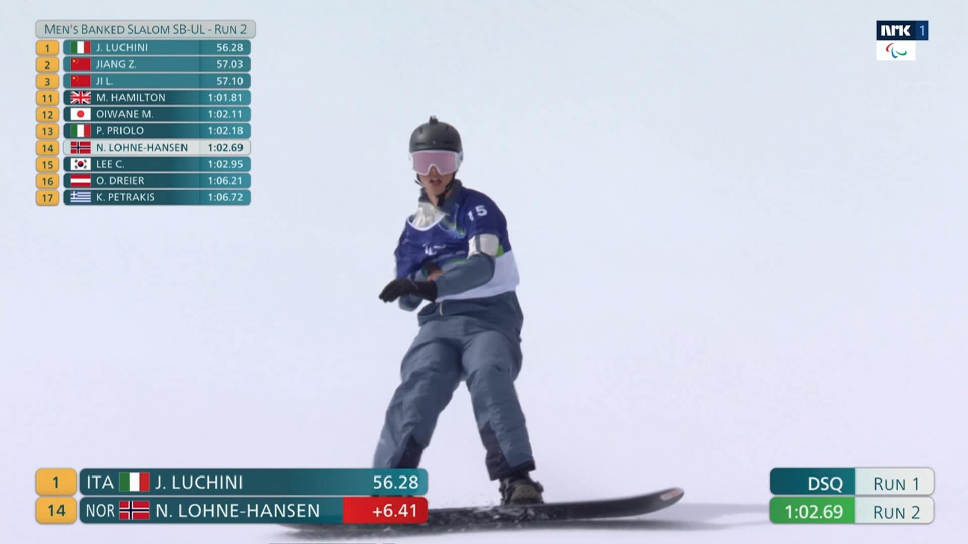 Lohne-Hansen nummer 15 i slalåmen etter fall i 1. omgang