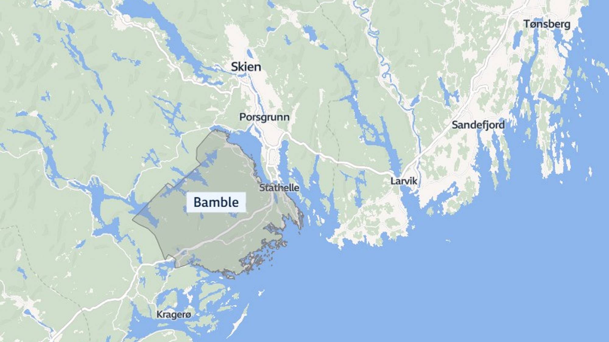 kart som vi ser bamble, skien og området rundt
