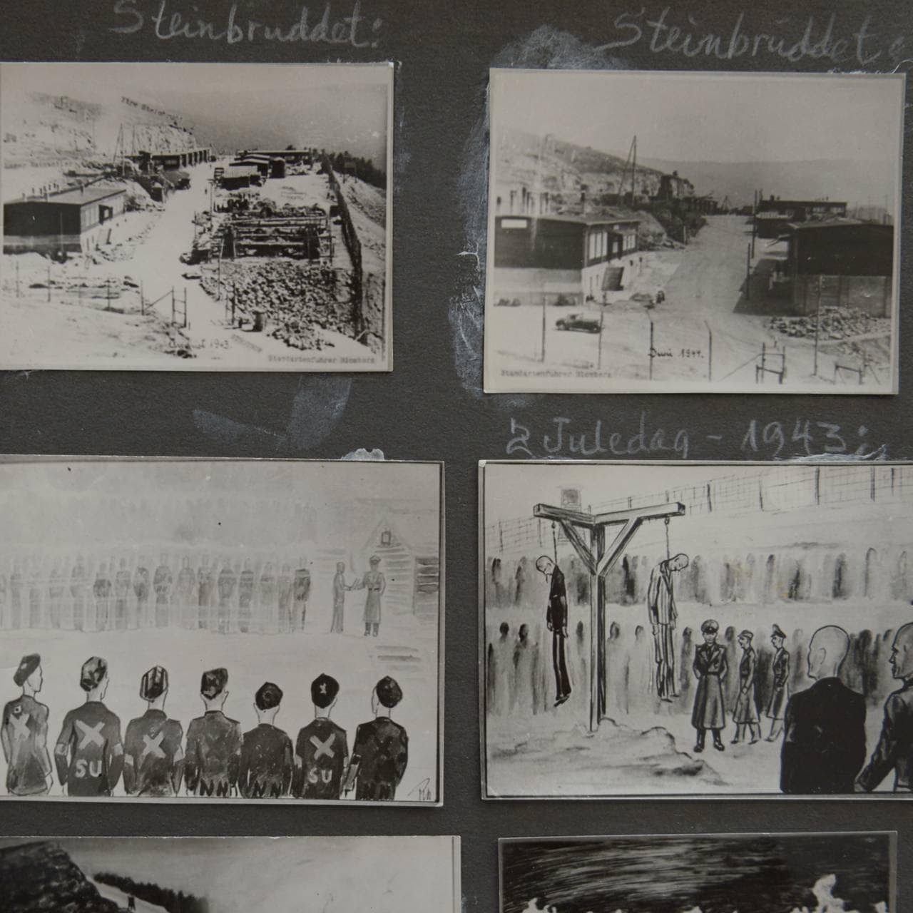 Thorvald Michelsens fotoalbum med teikningar frå Natzweiler.