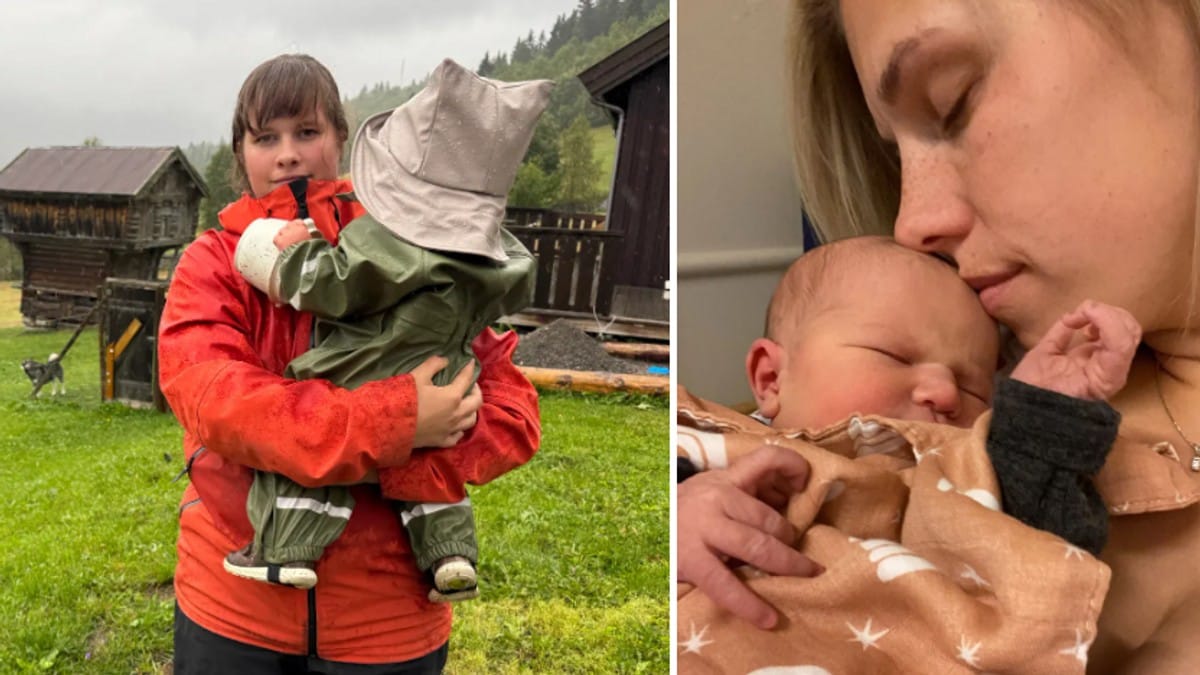 Johanna og Rakel holder barna sine.