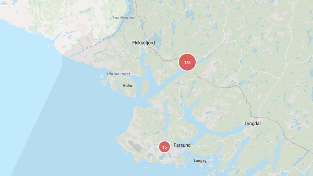 Strømbrudd i Kvinesdal og Farsund
