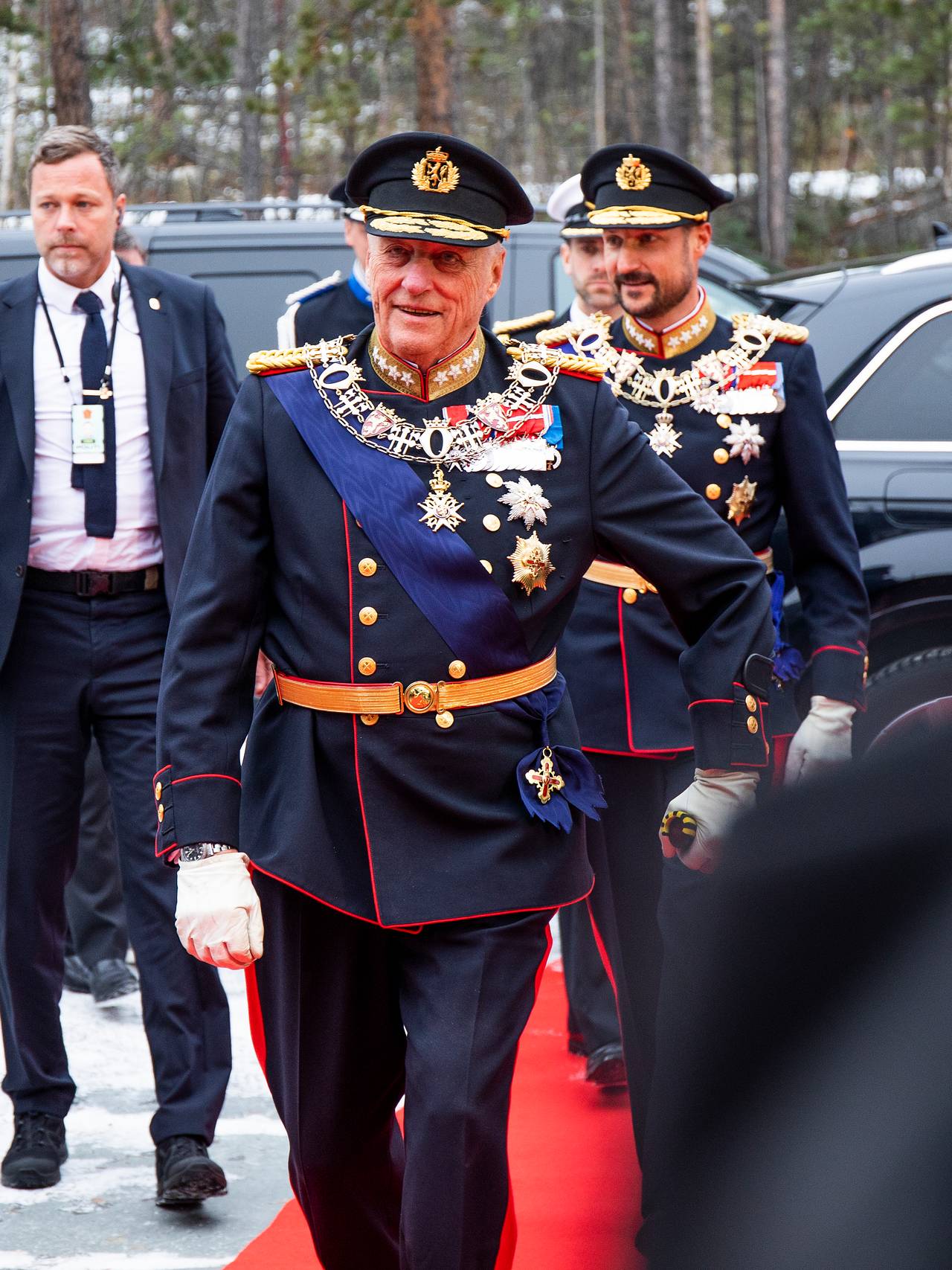 Hans majestet Kongen ankommer Sametinget, under åpning 2021.