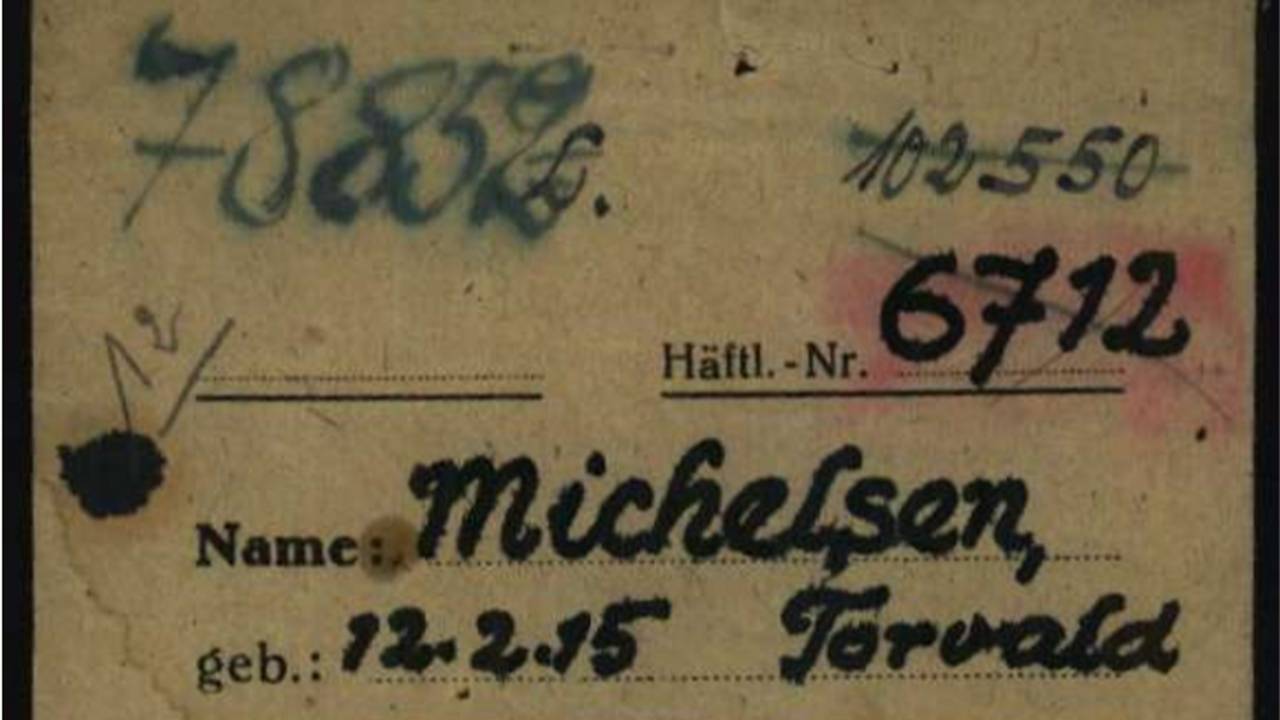 Thorvald Michelsen fylte sjølv ut konvolutten i Natzweiler.