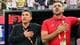 FREDERIC J. BROWN / AFP,NTB Amir Ghalenoei (L) and assistant coach Saeed Alhoei (R)