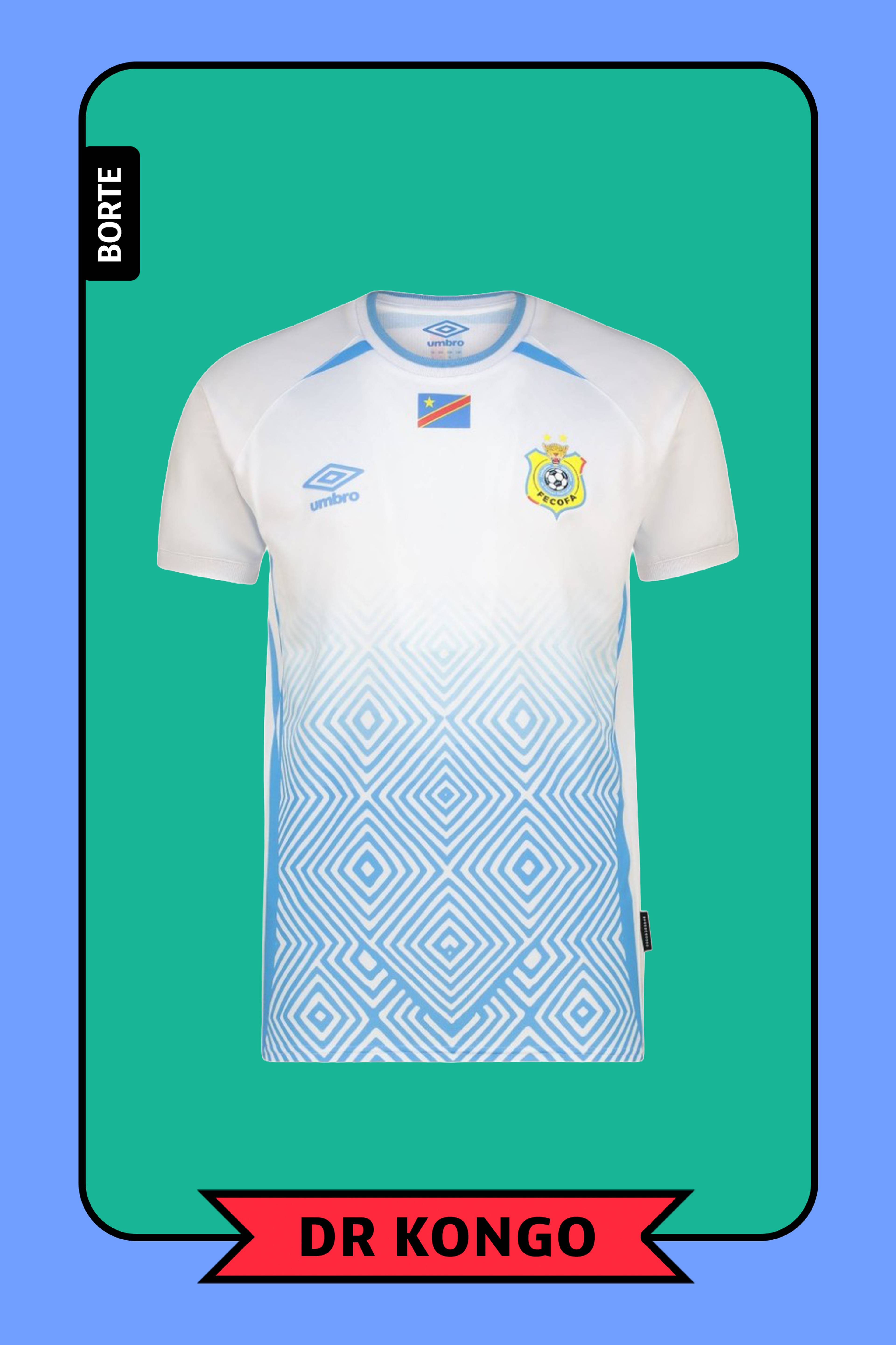 En lyseblå og hvit fotballtrøye
