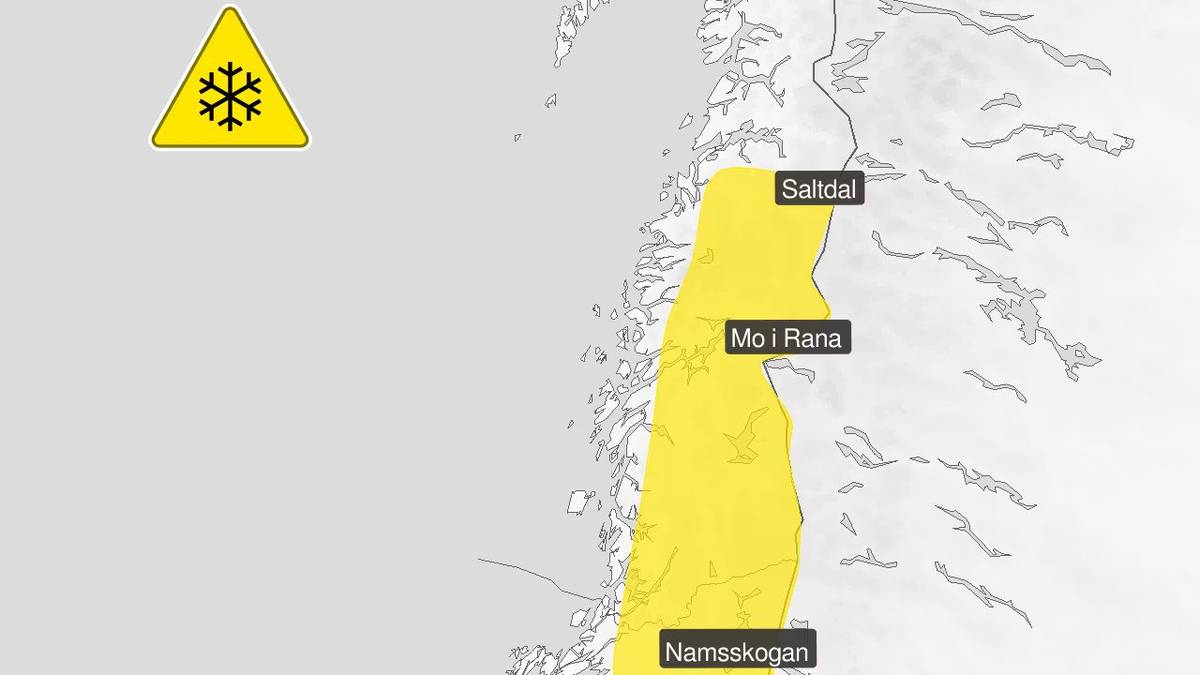 Gult farevarsel for snøfokk på Helgeland