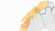 skjermdump / varsom En kart over Nord-Norge med gule og oransje farger på områdene med gult og oransje farevarsel