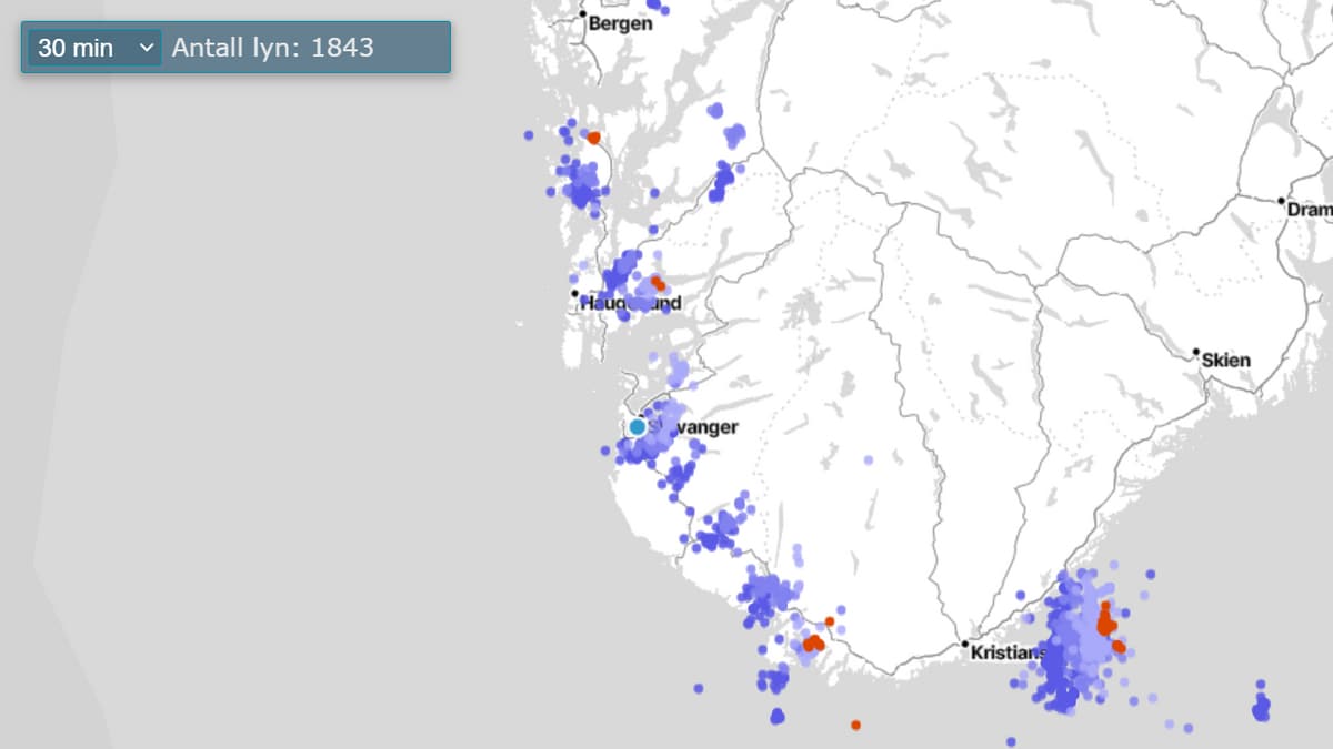 30 分钟内发生超过 2,000 次闪电 – NRK Rogaland – 当地新闻、电视和广播