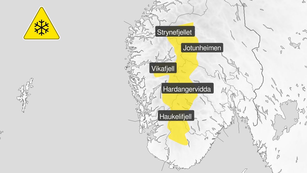 Gult farevarsel i fjellheimen