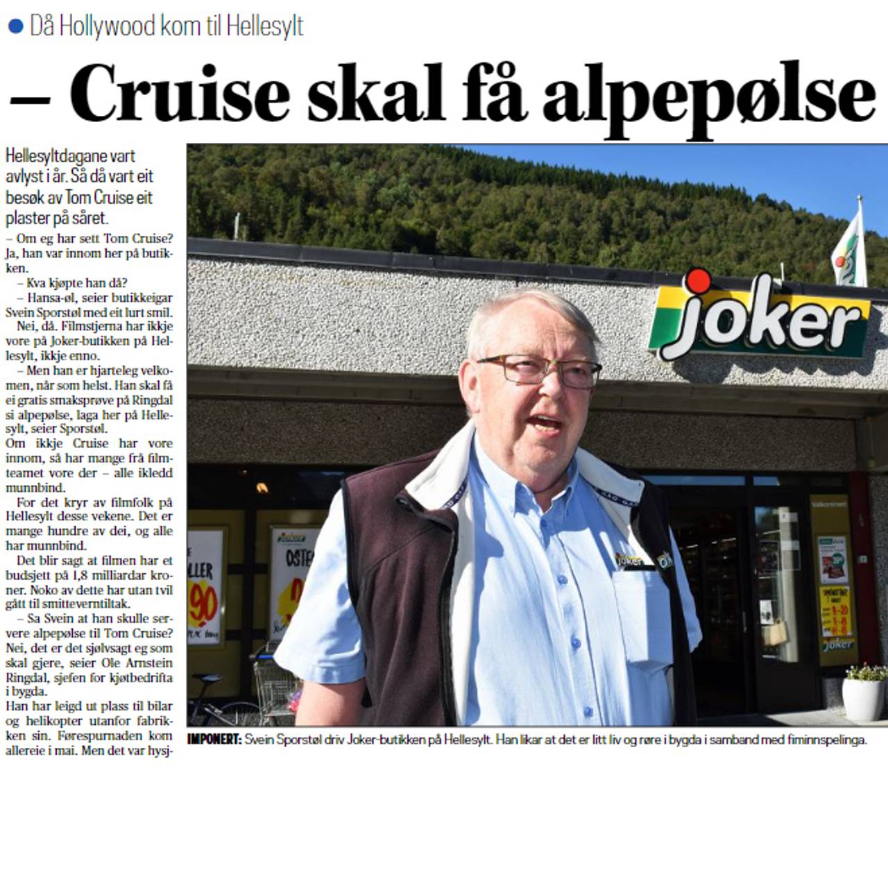 Cruise skal få alpepølse