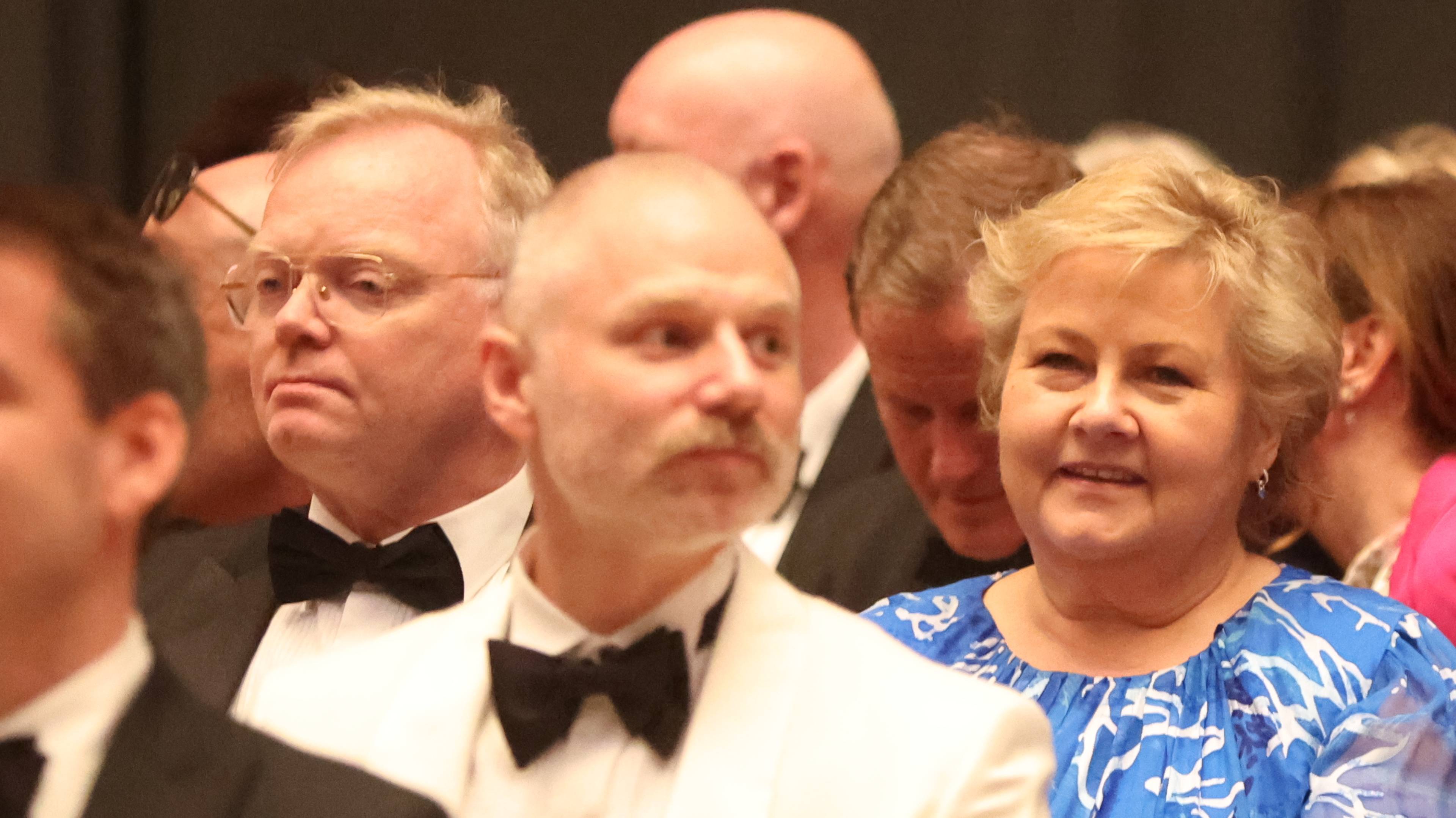 Erna Solberg og Sindre Finnes i Nidarosdomen