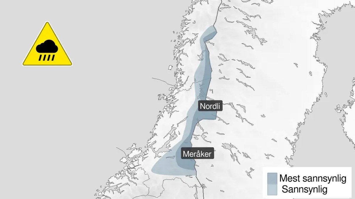 Gult farevarsel: Styrtregn og tordenvær i vente