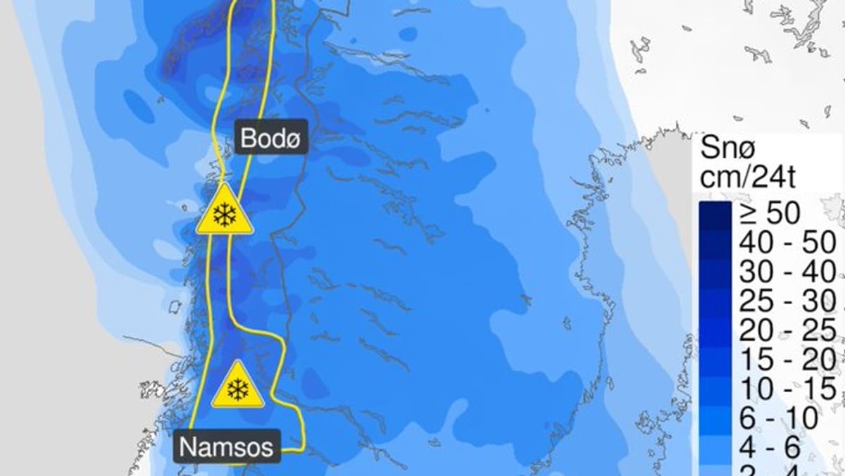 Venter 25 centimeter snø på 24 timer – så blir det «sommertemperaturer»