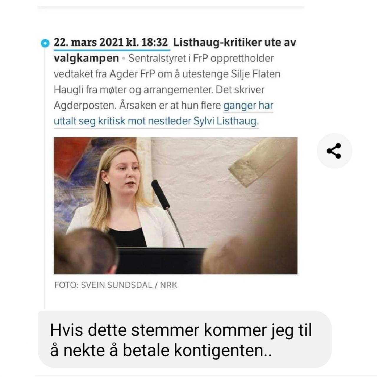 Støtteerklæring Haugli