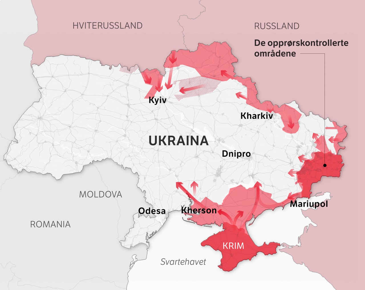 La mappa dell'Ucraina presuppone l'anticipo russo 0603