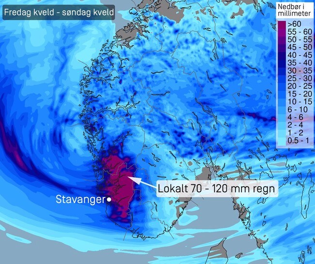 Nedbørprognose Vestlandet