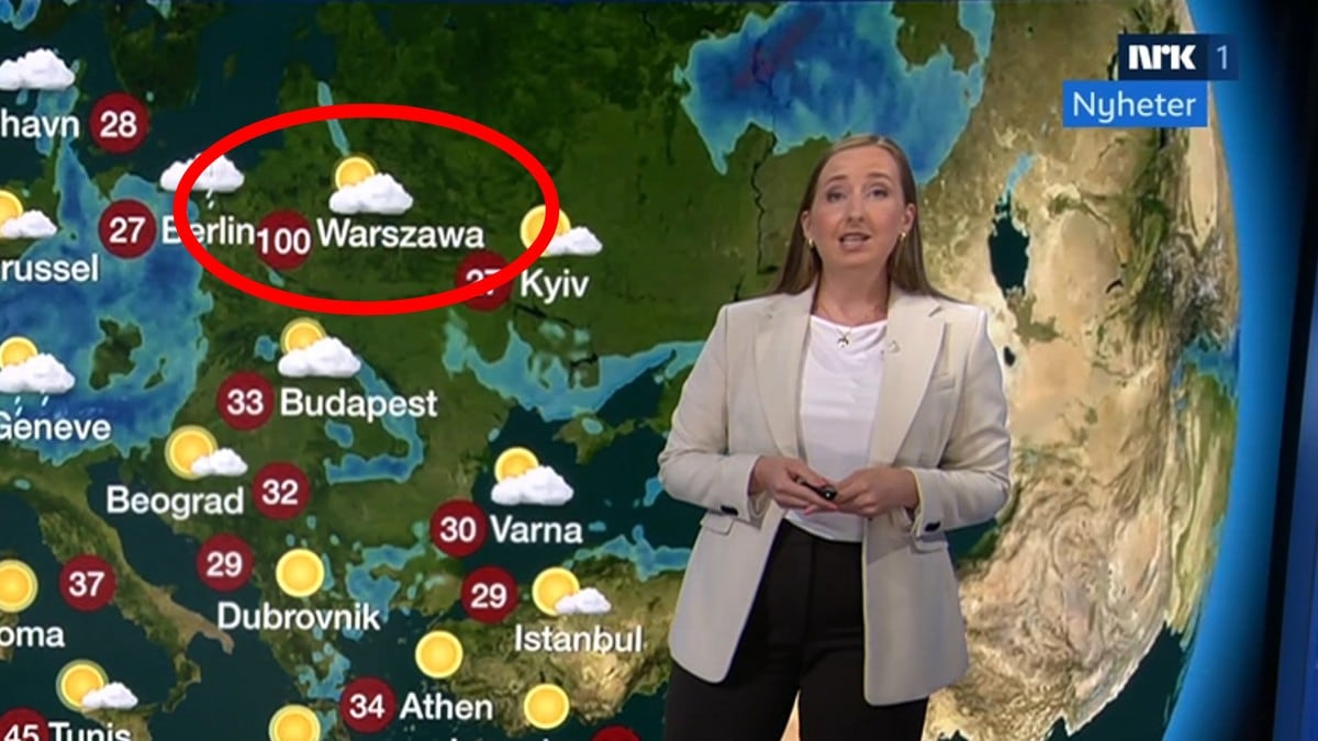 Meldte om 100 grader i Warszawa: – Gikk en kule varmt