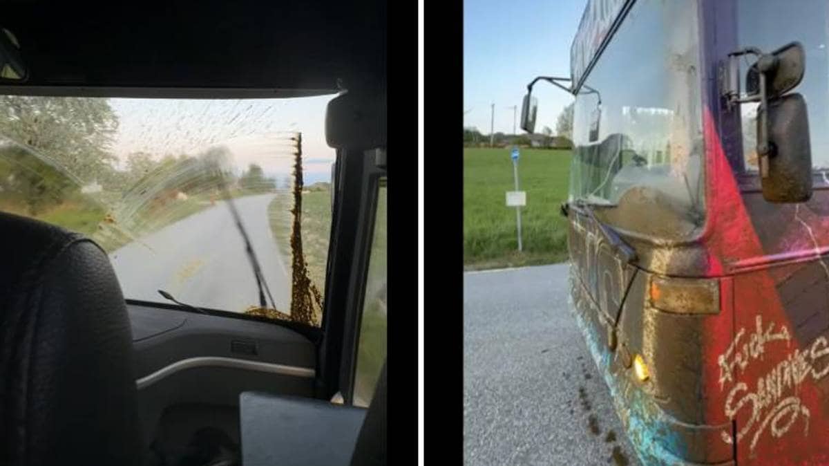 Russebuss sprayet med gjødsel: – Det kunne gått veldig galt